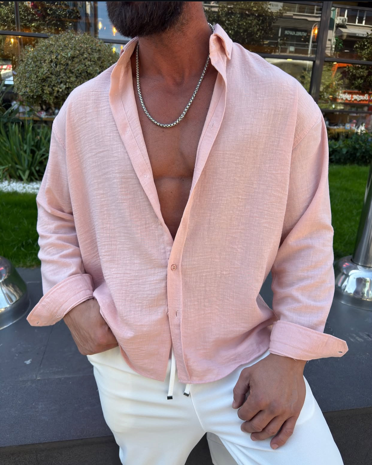 Linen shirt -pink - 0024