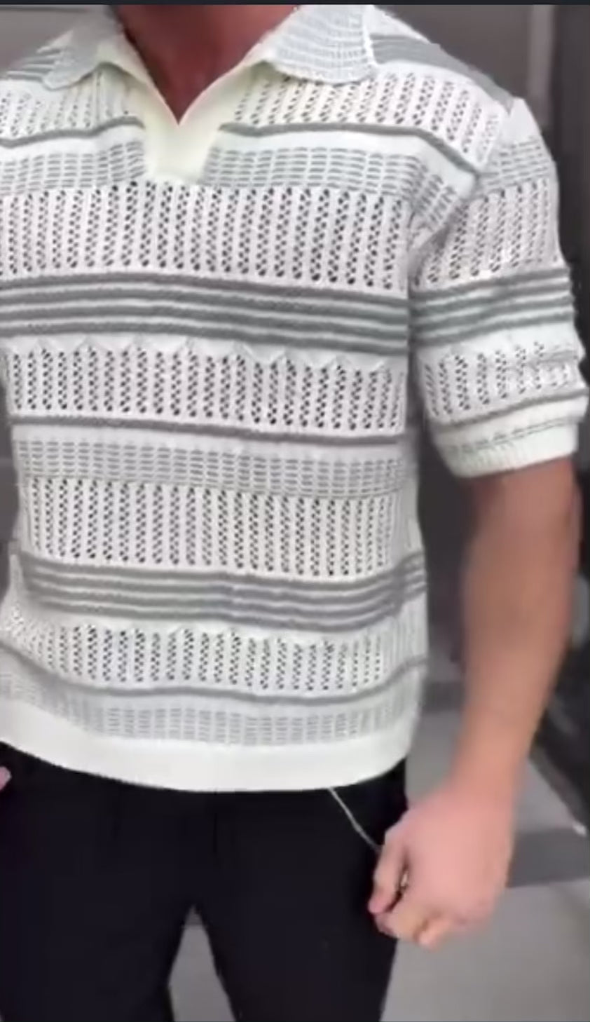 Oversized knitwear shirt -gray - 0021